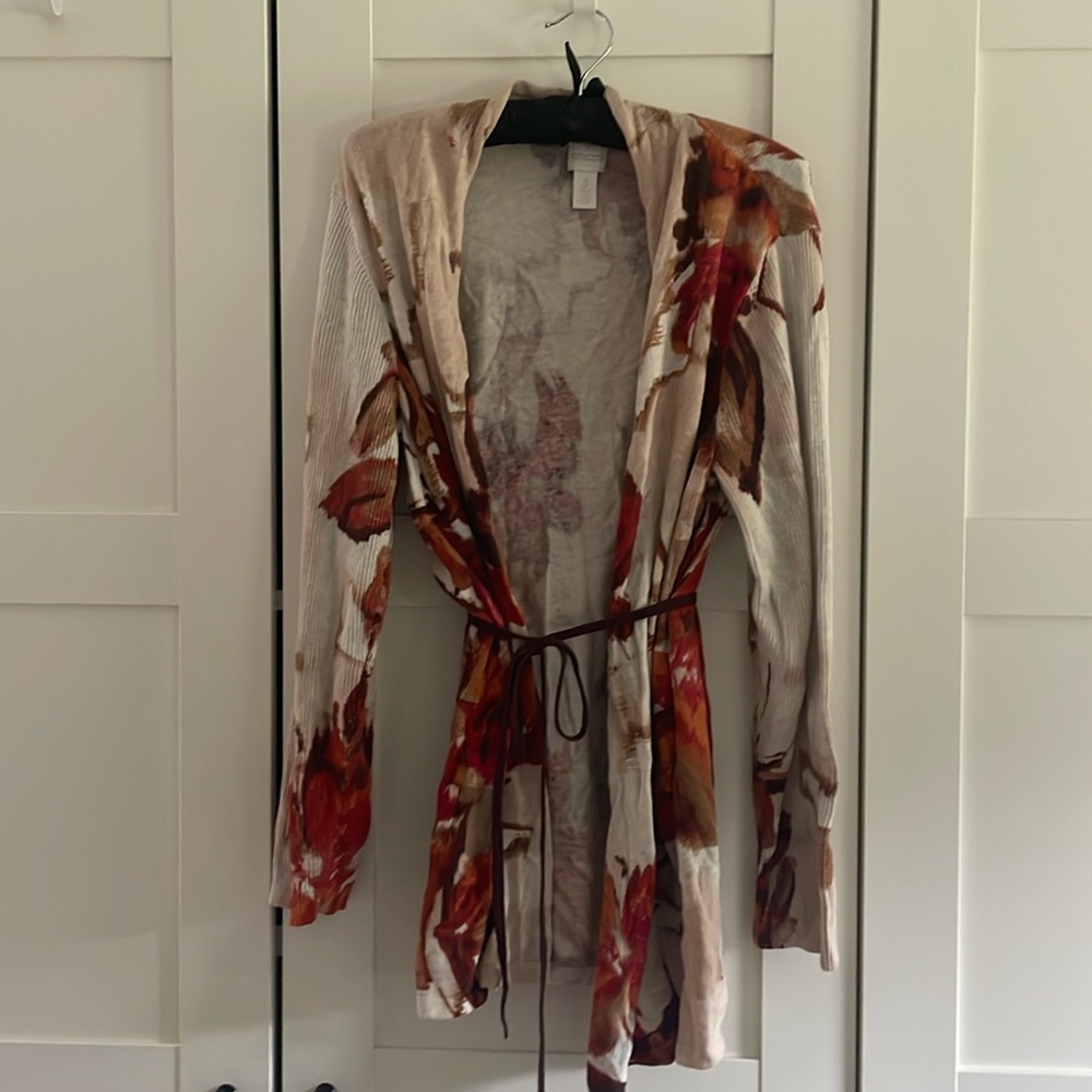 Chicos Floral open cardigan